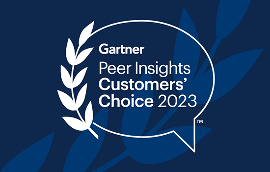 Gartner Peer Insights ‘Voice of the Customer’ logo icon over dark colored background